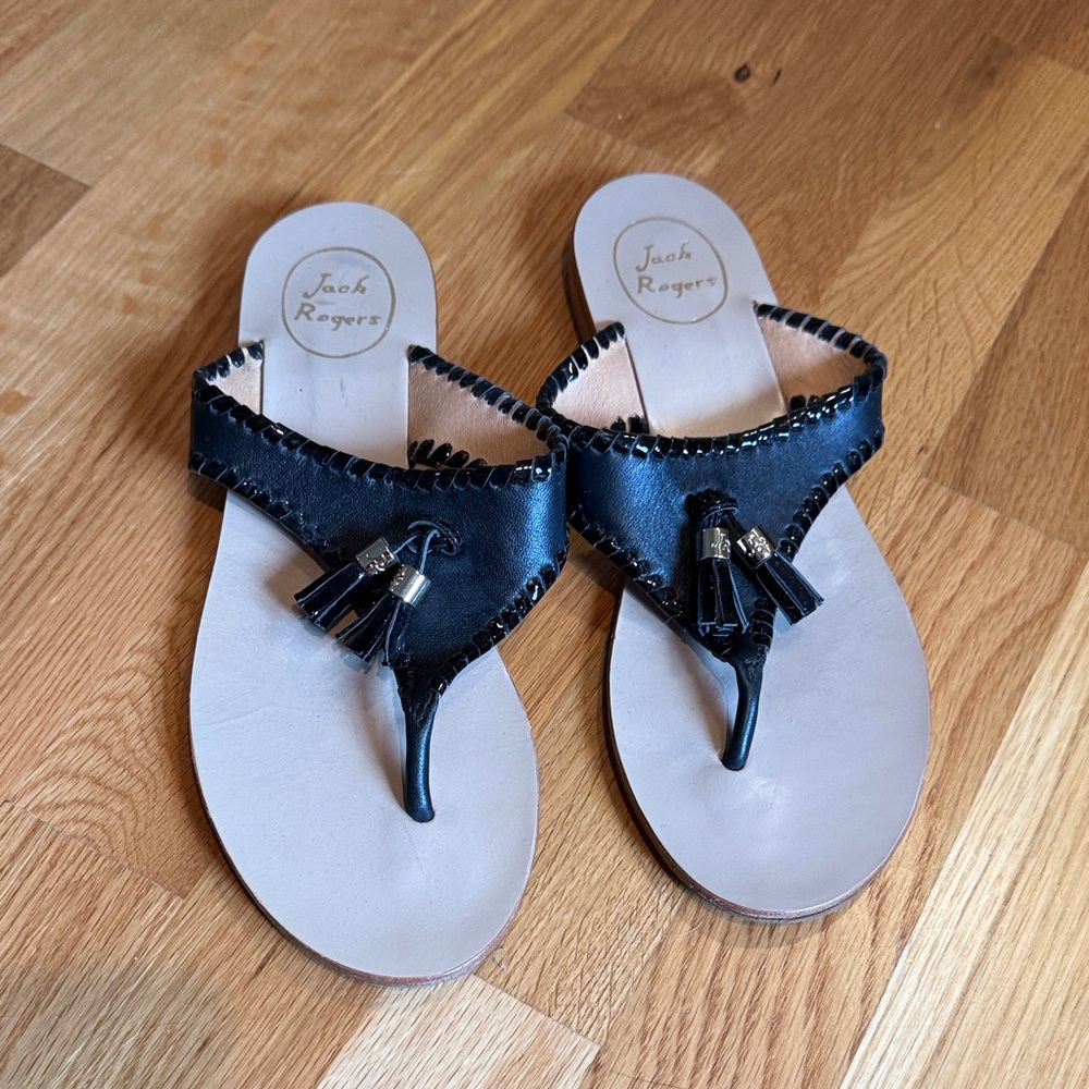 Jack Rogers Black Tassel Sandals